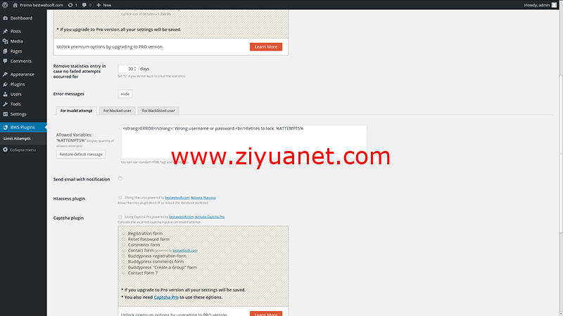 Limit Attempts by BestWebSoft – 限制用户登录尝试次数的WordPress插件