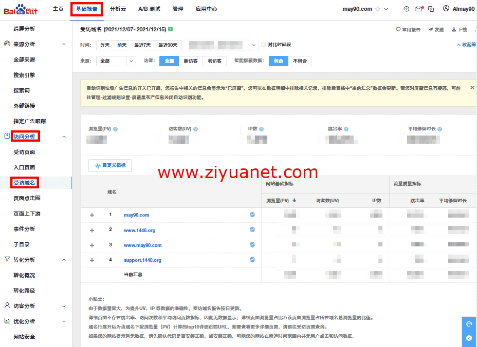 百度统计受访域名出现了其他域名？百度统计代码如何防止被恶意使用？